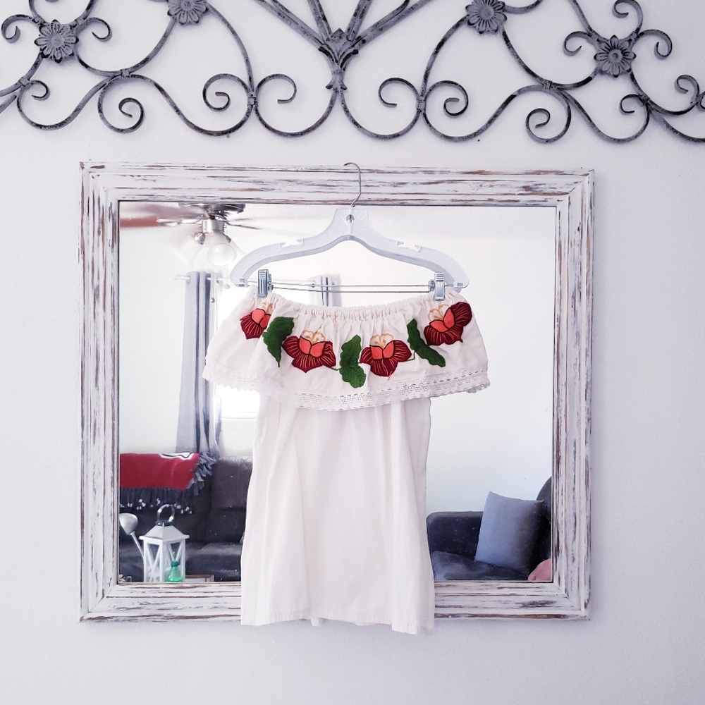 Mexican floral off the shoulder blouse